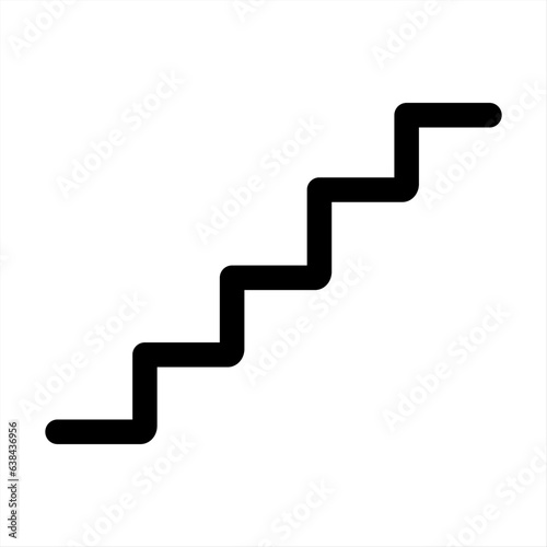 Outline stairs icon, side view. Way upward. Trendy flat linear vector stairs icon on white background, vector illustration