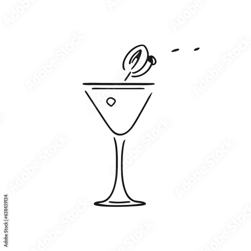 Martini cocktail glass isolated on white background. Vector illustration.