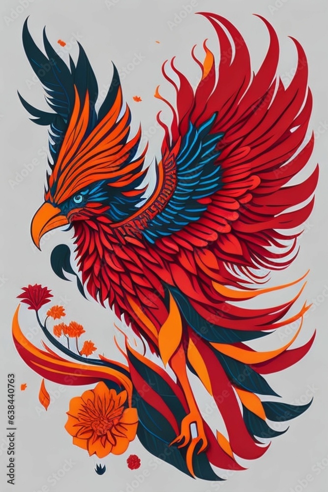 A detailed illustration of a Phoenix for a t-shirt design, wallpaper, and fashion A detailed illustration of a Phoenix for a t-shirt design, wallpaper, and fashion