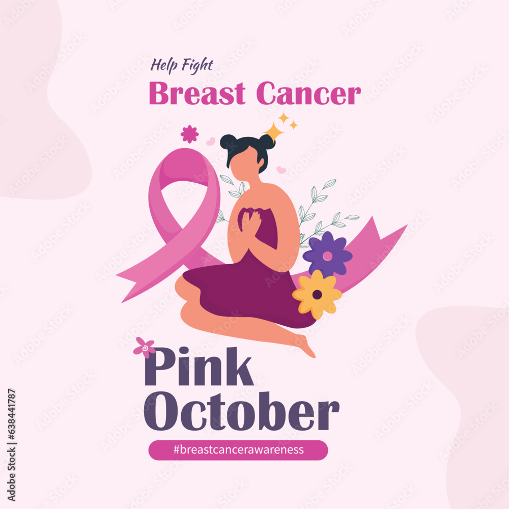 Pink October Campaign Social Media Poster, Breast Cancer Awareness Month