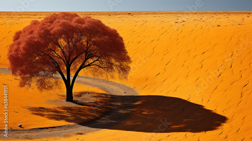 Aerial View Sand Dune Desert with One Big Tree Landscape Background AI Generative © Image Lounge