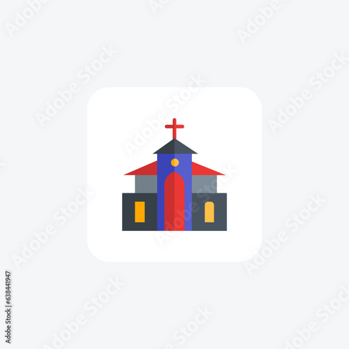 Enchanting Christmas Church Imagery Flat Icon