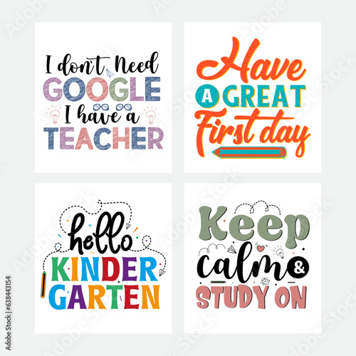 Back to school bundle hand drawn vintage typography t shirt, quote print, wall art decoration vector design