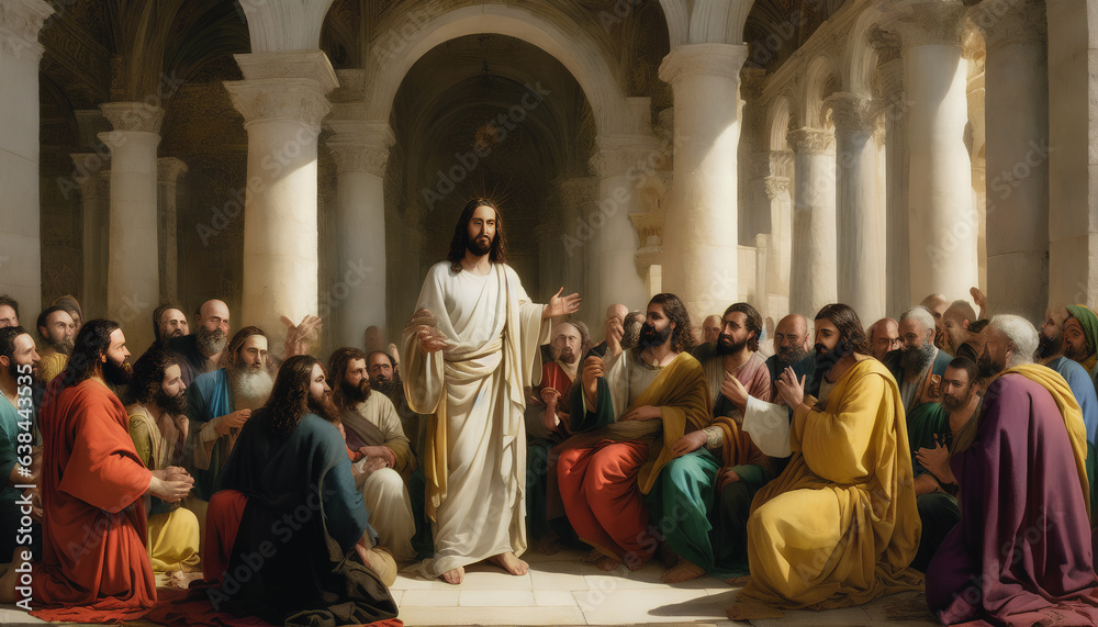 Jesus Blessing His Faithful Followers. Generative AI.