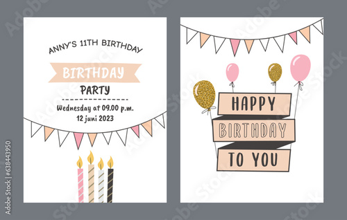 A birthday greeting card set paper cut style