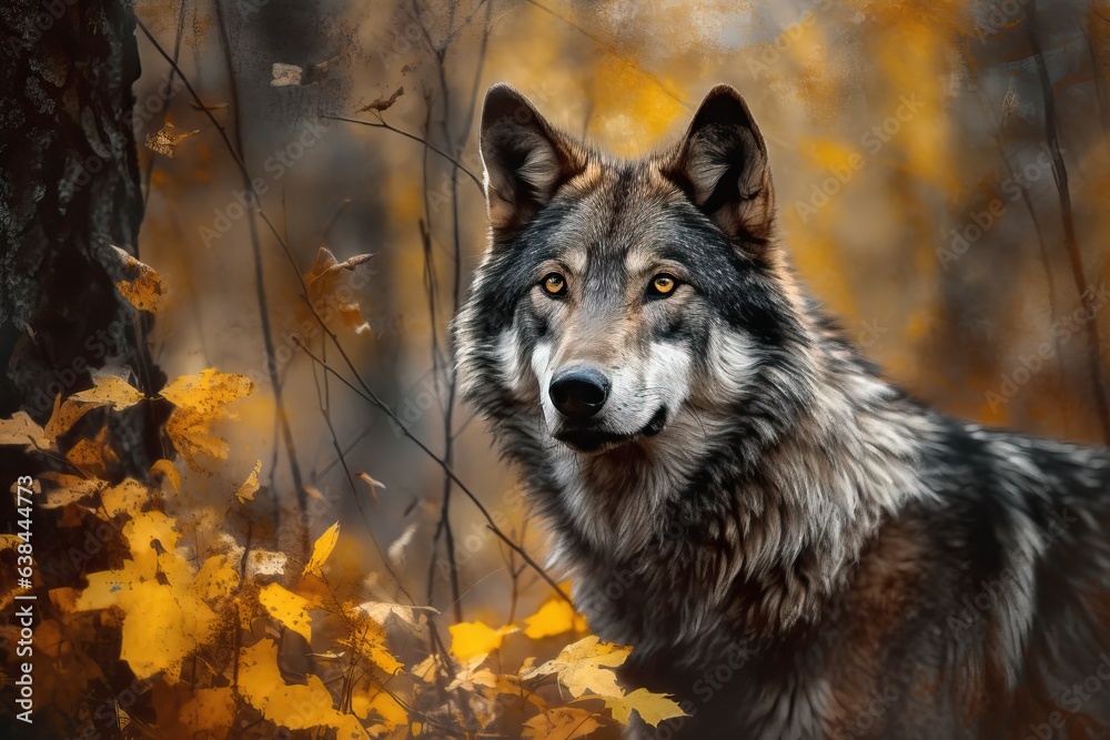 Wolf in the autumn forest Wolf in the autumn forest