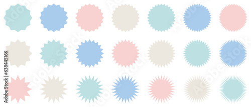 ギザギザ　爆発　丸　見出し　パステル　セット