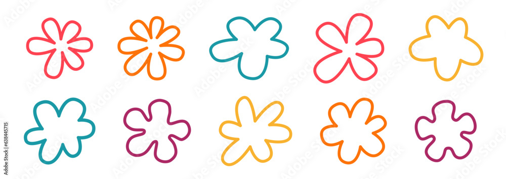 Vector set of minimalist design elements, flowers - abstract background elements for branding, packaging, prints and social media posts