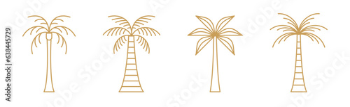 Vector logo design template with palm tree - abstract summer and vacation badge and emblem for holiday rentals, travel services, tropical spa and beauty studios