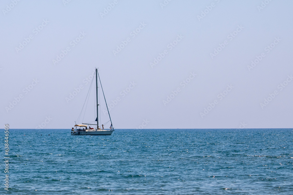 Fototapeta premium Small sailing yacht in Mediterranean sea, Cyprus