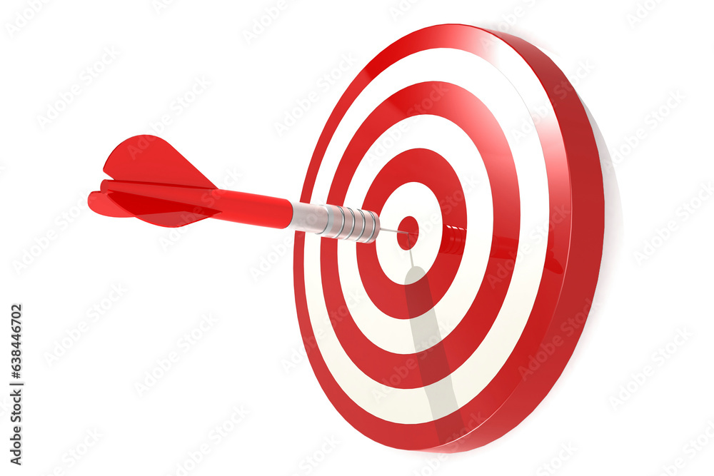 Aim for target with red dart hitting the center of board Aim for target with red dart hitting the center of board