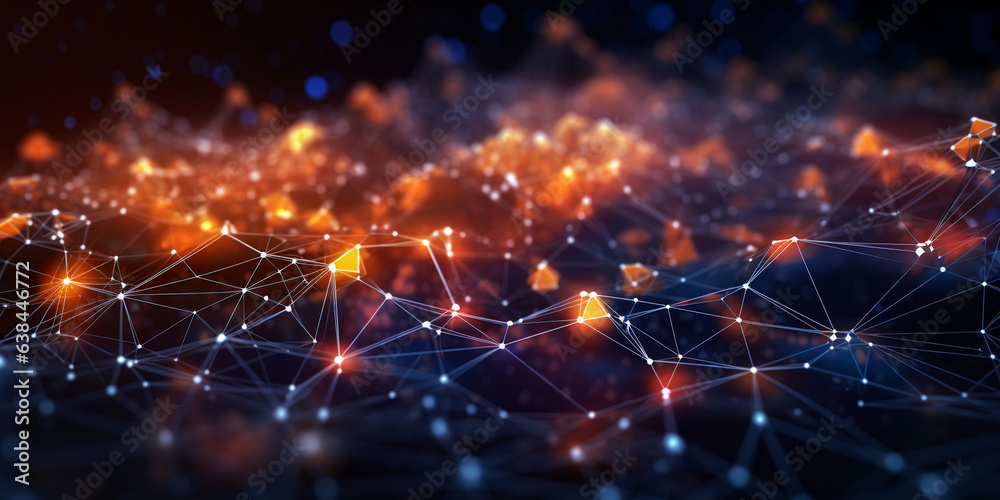 Obraz premium Abstract background with neural network, database flow, cloud computing