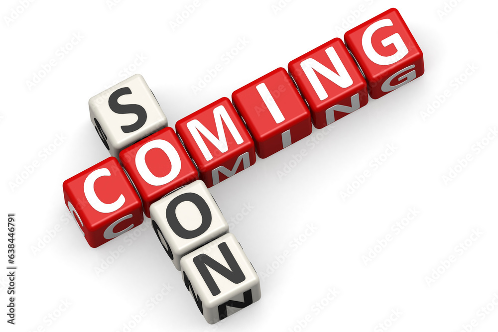 Coming soon word on red and white crossword Coming soon word on red and white crossword