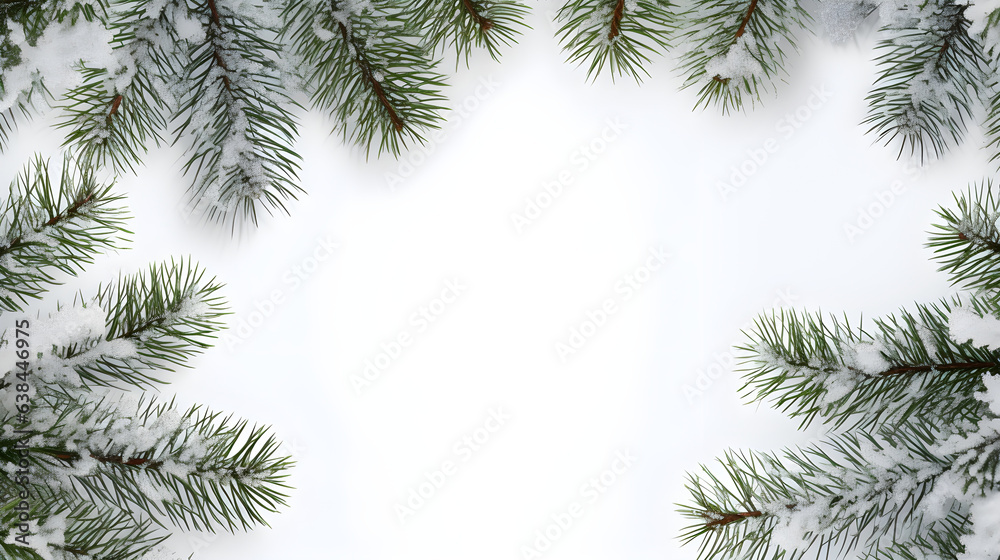 Obraz premium Christmas Tree on a Plain Background. Holiday Elegance. Christmas Greetings Website Header or Advertisement Background. Seasonal.