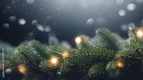 Christmas Tree on a Seasonal Background. Holiday Elegance. Christmas Greetings Website Header or Advertisement Background.