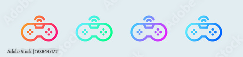 Game console line icon in gradient colors. Joystick signs vector illustration.