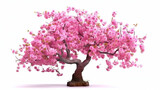 A Blossoming Cherry Tree Adorned with Pink Blossoms White Background AI Generative