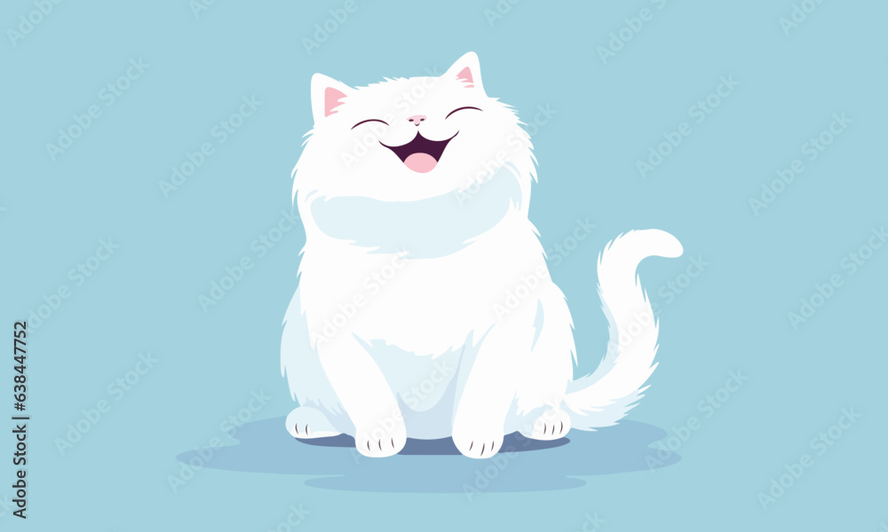 Fototapeta premium Vector Illustration of a Happy Cat in Flat Design