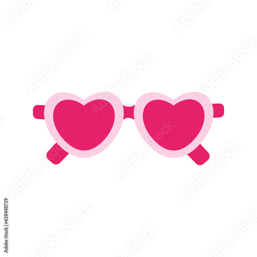 Pink heart glasses. vector graphic