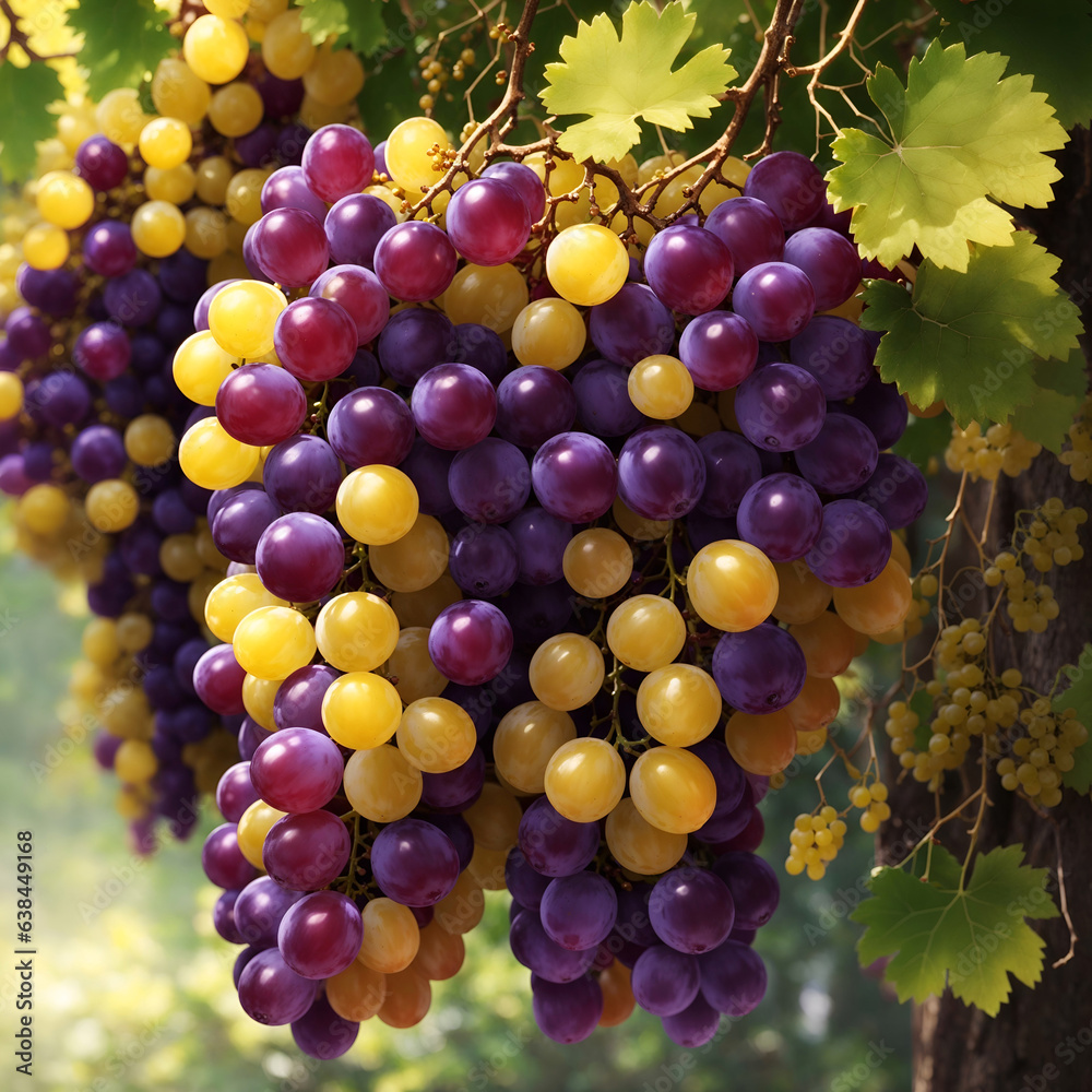 Burgundy and yellow grapes in grape branch, bunch of grapes, Burgundy and yellow grapes in grape branch, bunch of grapes,
