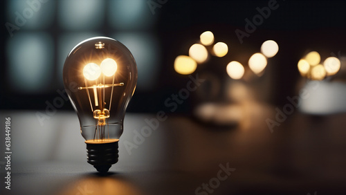 Bulbo lampadina incandescente creativo su sfondo nero, high quality photo