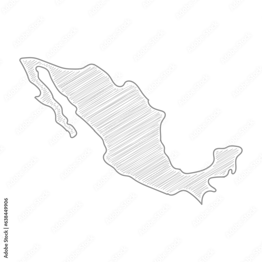 Mexico Map Drawing, Pencil Sketch