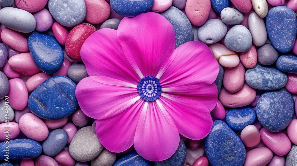 Pink Flower and Pink Color Stones Polished Stones As Texture Background AI Generative Pink Flower and Pink Color Stones Polished Stones As Texture Background AI Generative