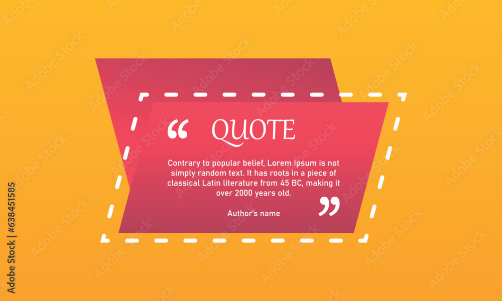 Red Quote frame. Quote remark, mention quotations frame and callout
