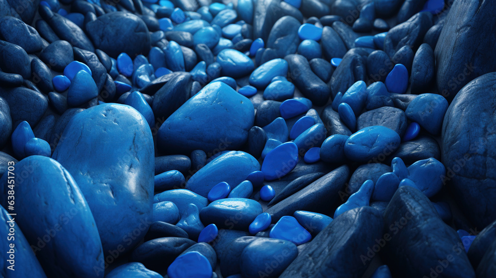 Obraz premium Natural Blue Stones Polished Sea Glass And Stones Azure Blue Glass Pebbles AI Generative