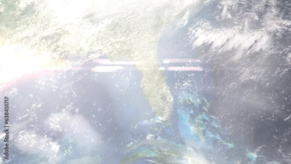 Zoom in from space and focus on Wesley Chapel, Florida, USA. 3D Animation. Background for travel intro. Elements of this image furnished by NASA