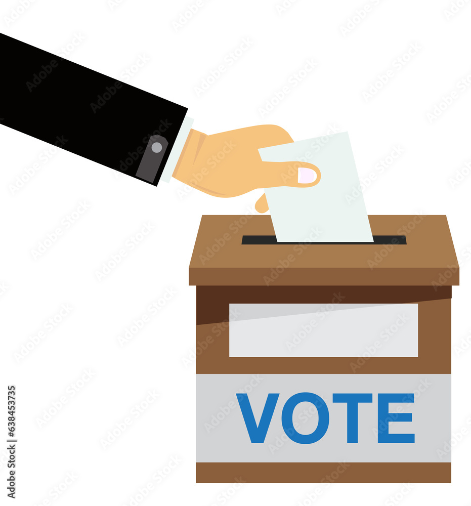 hand putting voting paper in the ballot box hand putting voting paper in the ballot box