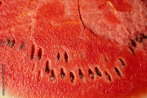 Close-up of a watermelon with pits