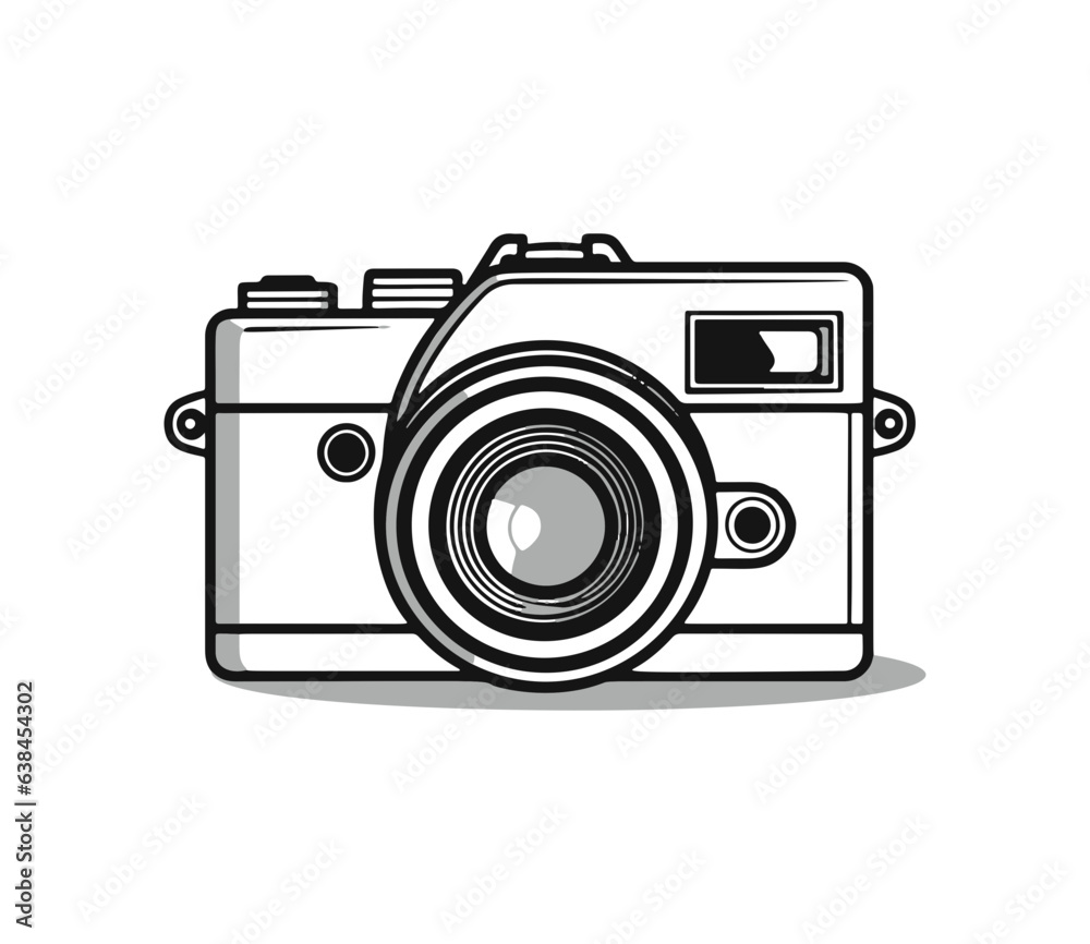 Retro camera in a Flat style. Vector.
