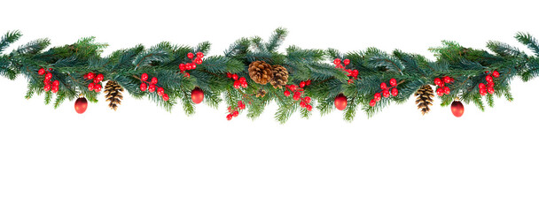Christmas garland on white