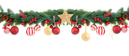 Christmas garland on white