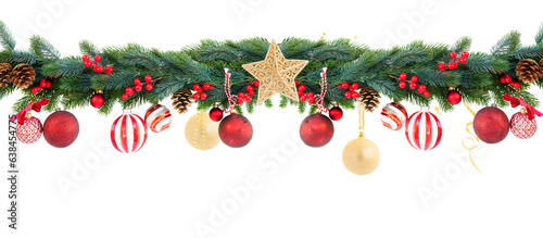 Christmas garland on white