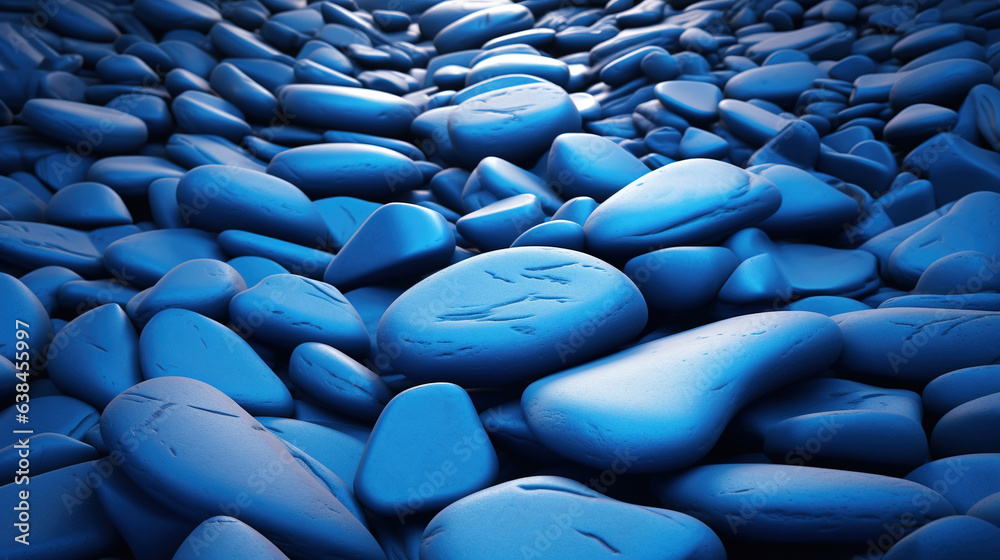 Fototapeta premium Natural Blue Stones Polished Sea Glass And Stones Azure Blue Glass Pebbles AI Generative