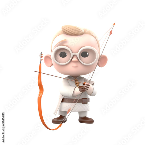 Cupid with bow and arrow. Isolated on white background.