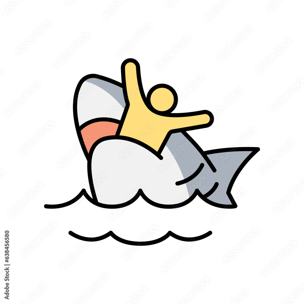 Naklejka premium Shark attack people icon
