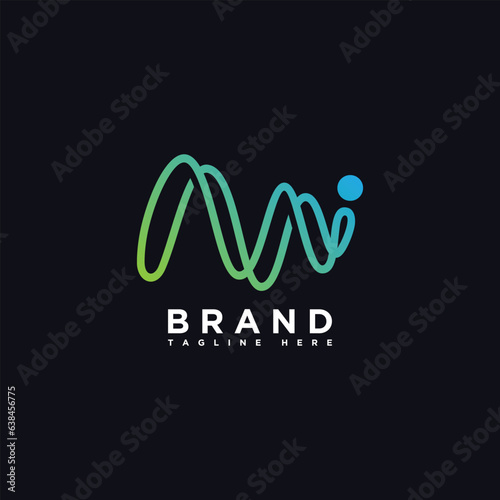 M letter Pulse People logo design template