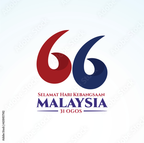 66 Selamat Hari Kebangsaan Malaysia (Translation: Happy Malaysia National Day). Independence Day of Malaysia. 1957 - 2023. Vector Illustration.