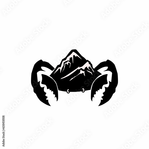 crab with mountain Logo Template icon design. Unusual crab logo vector.