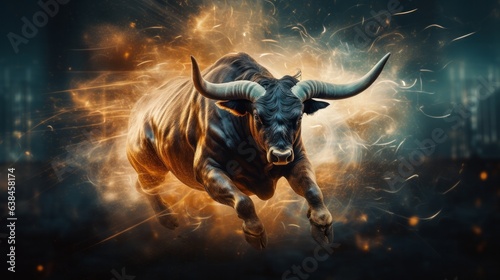 Taurus magical zodiac sign astrology. Bull running