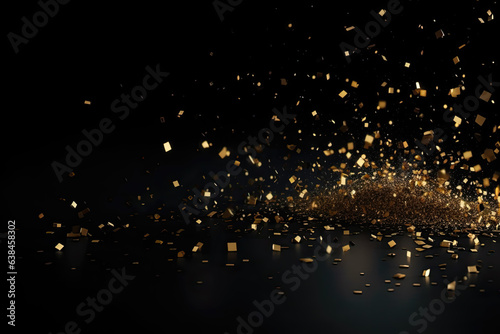 Black Background with Falling Sparkles, Graphic Resource for Happy New Year, Generative AI