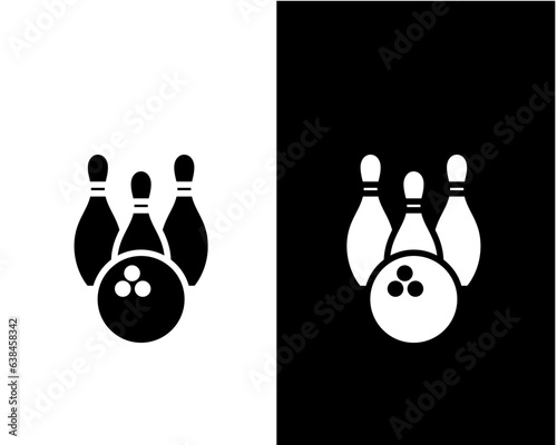 Pin bowling icon sport competition flat style