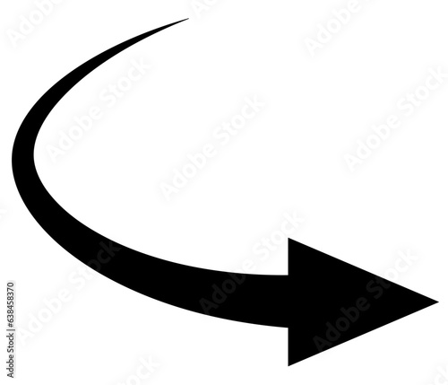 遠くから近くへカーブを描く矢印