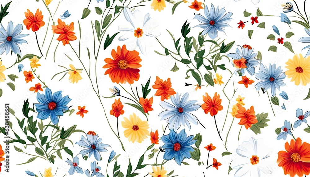Beautiful small wild flowers pattern in a white background. Beautiful small wild flowers pattern in a white background.