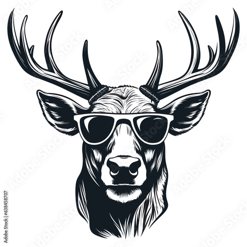 Fototapet Deer in a business suit and sun glasses Vector Illustration