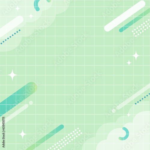 Fotobehang 【緑・黄緑系】幾何学模様背景・メンフィスのフレームパターン素材