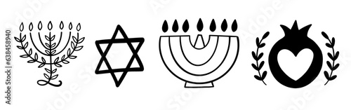 Menorah Hanukkah Shapes Icon Set Illustration